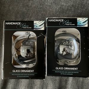 Hand Made- Mouth Blown Glass ornaments from Poland -Large Ball Set i of 2